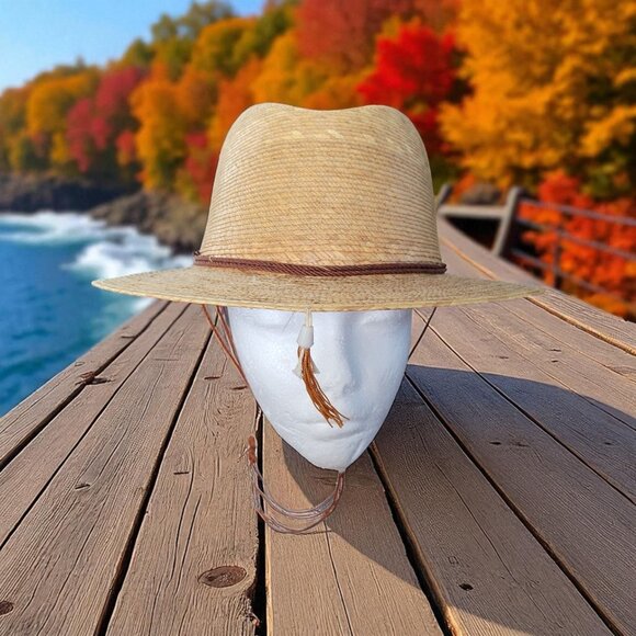 Sahuayo Legitimo Straw Hat Adjustable Rope Chin Strap Western Wide Brim 7 1/8 - Picture 3 of 7